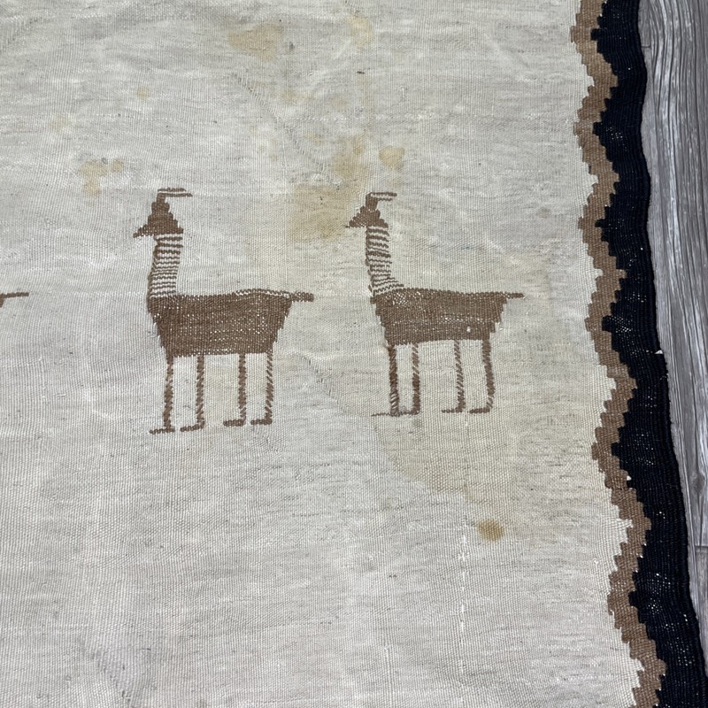Vtg Handmade Tribal Qashqai Kilim Wool Woven Rug with Fringe Flaws 3x5 gallery