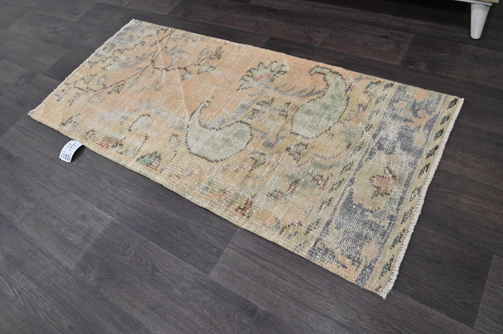 Oushak Turkish Doormat Rug 2x4 BEIGE Vintage Anatolian Handmade Small Kilim Rug gallery