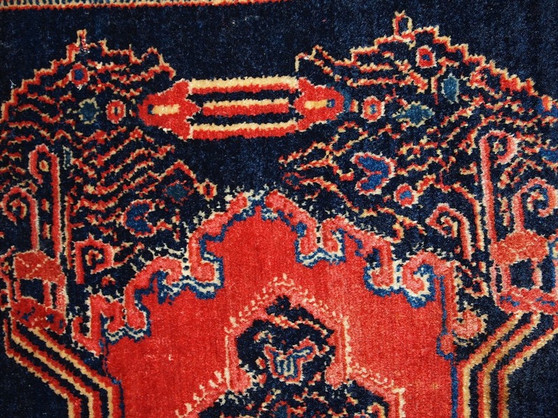 Handmade Antique Oriental Rugs Pair 52cm x 80cm Wool 1900s gallery