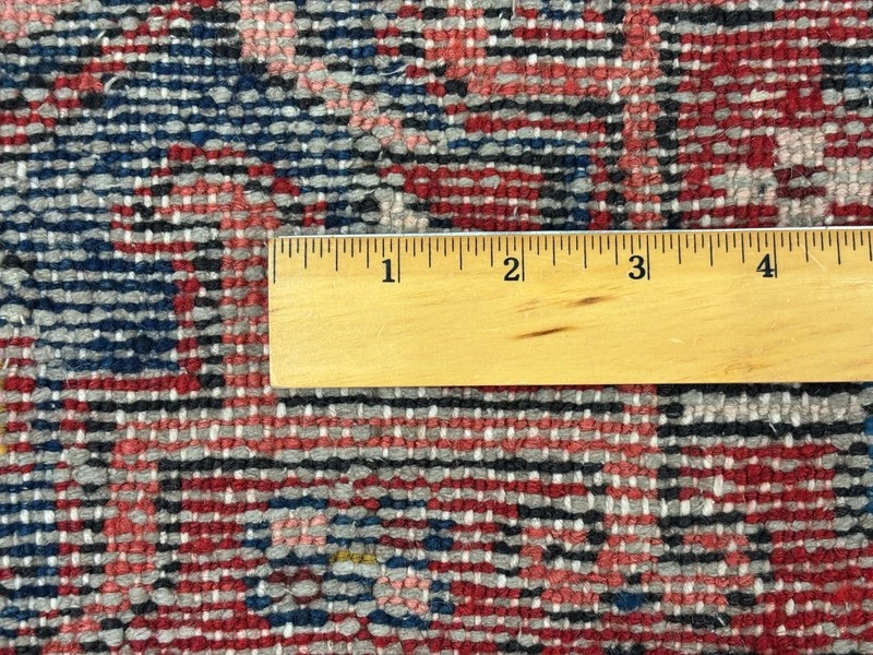 Vintage Karajeh Tribal Wool Hand Knotted Area Rug 3x5 Red Navy Blue Geometric gallery