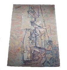 Pablo Picasso “Woman With Guitar” 1910 Danish Wool MCM Rug by Ege 5′ x 7′