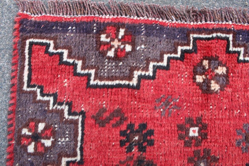 Vintage Worn Hand Made Traditional Oriental Wool Red Small Rug 240x160cm gallery