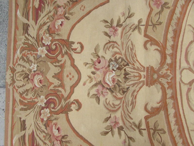 Old Hand Made French Design Wool 12x9 Beige Gold Original Aubusson 375X261cm gallery