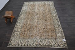 Oushak Turkish Vintage Rug 5×8 Kilim Rug Anatolian Handmade Boho Decor ORANGE