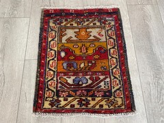 Square rug, Colorful rug, Vintage mini rug, Turkish rug, Small rug, 1.5×1.8 ft