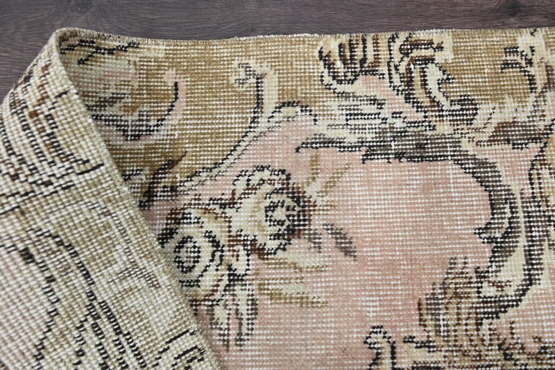 Vintage Turkish Runner Rug 2x10ft Wool Anatolian Handmade Hallway Oushak GOLD gallery