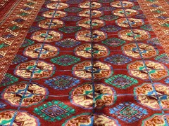 4.5 X 6 FT COLLECTRS’ ITEM Antique Tekke Turkmenistan Bukhara Natural Vegi Rug