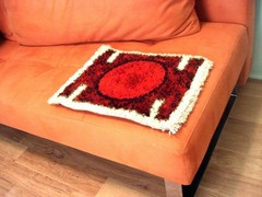 1960’s HOJER EKSPORT WILTON Danish Modern Wool Mini Rya Rug Tapestry Mid Century