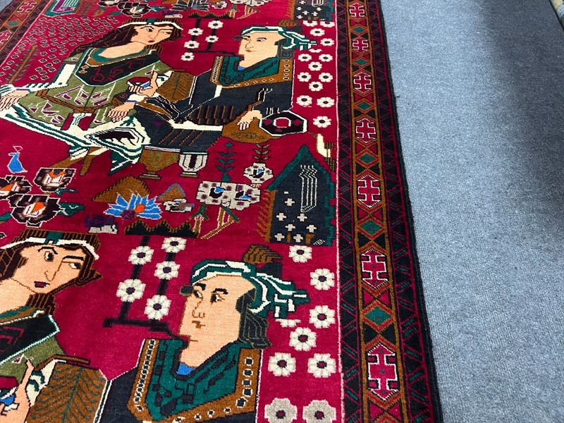 Afghan Laila Majnun Pictorial 4 x 6 Ft Rug Handmade Wool Love Story Folk Art gallery