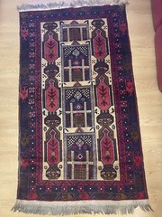 Vintage Traditional Hand Made Oriental Wool Red Small Afghan Rug 187x108cm
