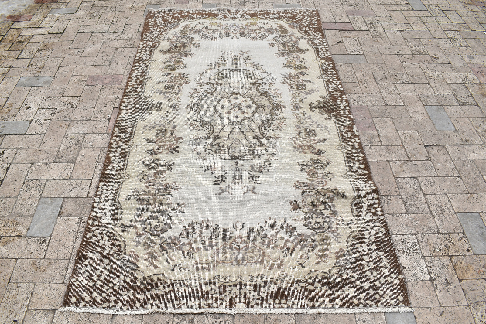 Turkey Rug 46''x85'' Vintage Unique Oushak Soft Color Floral Rug 118x218cm 3x7 gallery