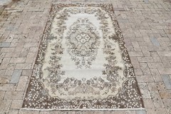 Turkey Rug 46”x85” Vintage Unique Oushak Soft Color Floral Rug 118x218cm 3×7