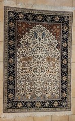 Vintage Hand Knotted Wool Oriental Tree of Life Rug 4′ x 6’2″ Pre Owned
