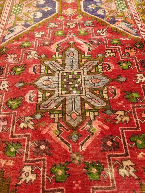 Distressed Vintage Traditional Handmade Afghan Wool Multicolor Rug 287x65cm gallery
