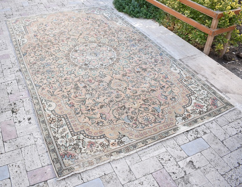 Turkish Rug 59''x102'' Vintage Light Muted Color 4x8 Rug Oushak Rug 151x260cm gallery