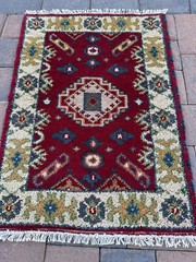 New Tribal Small Accent Rug Handmade in India, Colorful Kazakh Design, 2’x3′