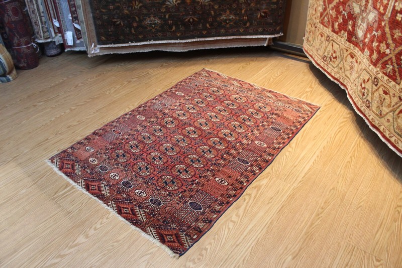 Antique Turkmen Bukhara Rug, _ 4X6 FT. Authentic Tribal $900 Late 19th Century gallery