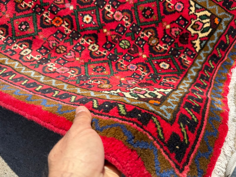 2x13 LONG NARROW ANTIQUE RUNNER RUG handmade handwoven fine wool red clean real gallery