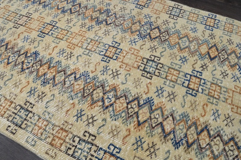 Oushak Turkish Doormat Rug 3x5 RAINBW Vintage Anatolian Handmade Small Kilim Rug gallery