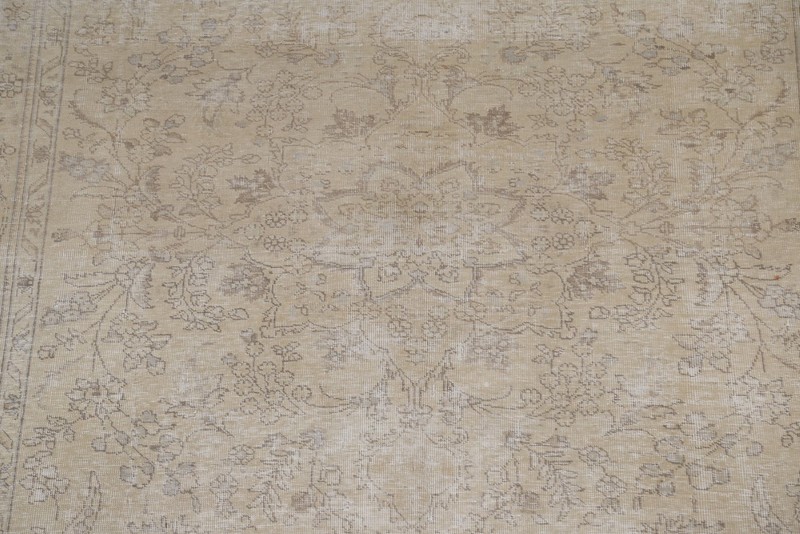 Distressed Floral Area Rug 7x9 Ft Handmade Beige Wool Carpet Floral Vintage Rug gallery