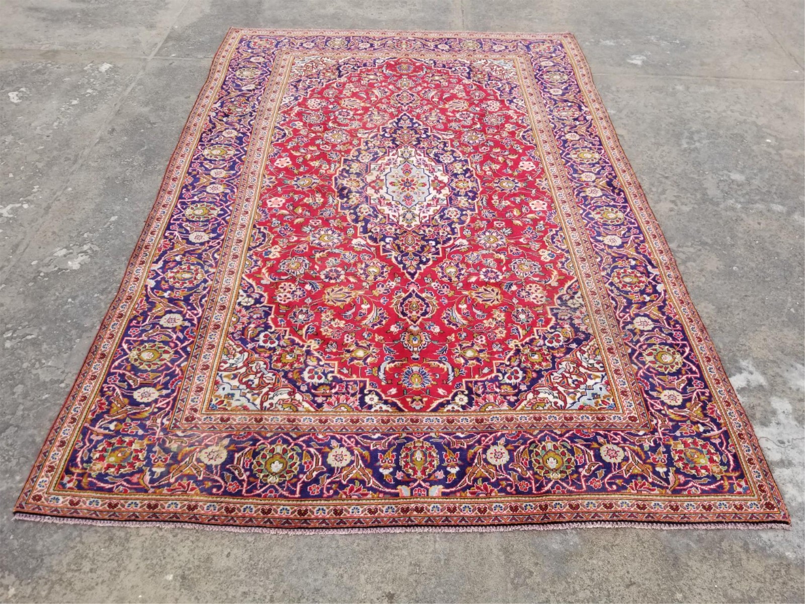 Vintage Traditional Handmade Oriental Wool Multicolor Rug 343 x 236 cm gallery