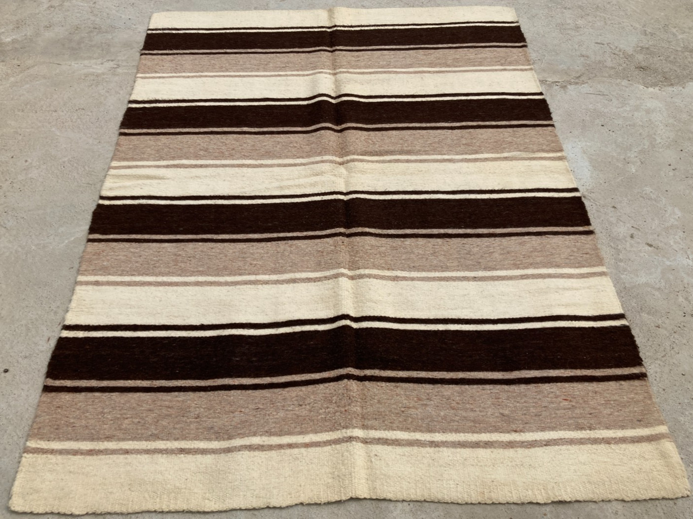 Vintage Handmade Turkish Striped Traditional Wool Kilim Rug 229x164 cm gallery
