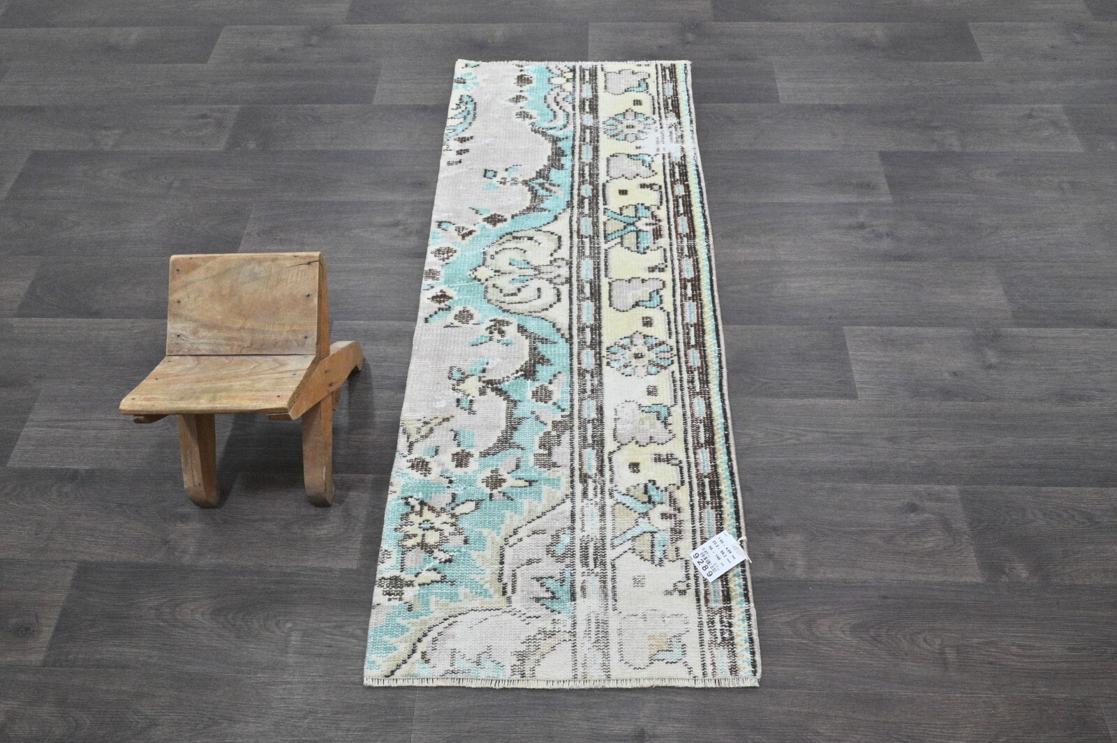 Vintage Turkish Runner Rug 2x5ft Wool Anatolian Handmade Hallway Oushak RAINBOW gallery