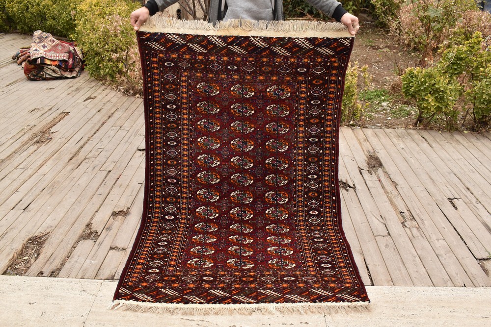 Turkoman Rug 44''x68'' Hand Woven Oriental Carpet 112x175cm Tribal Eclectic Rug