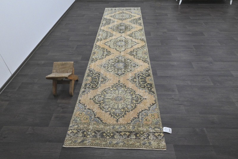 Vintage Turkish Runner Rug 3x12ft Wool Anatolian Handmade Hallway Oushak ORANGE gallery