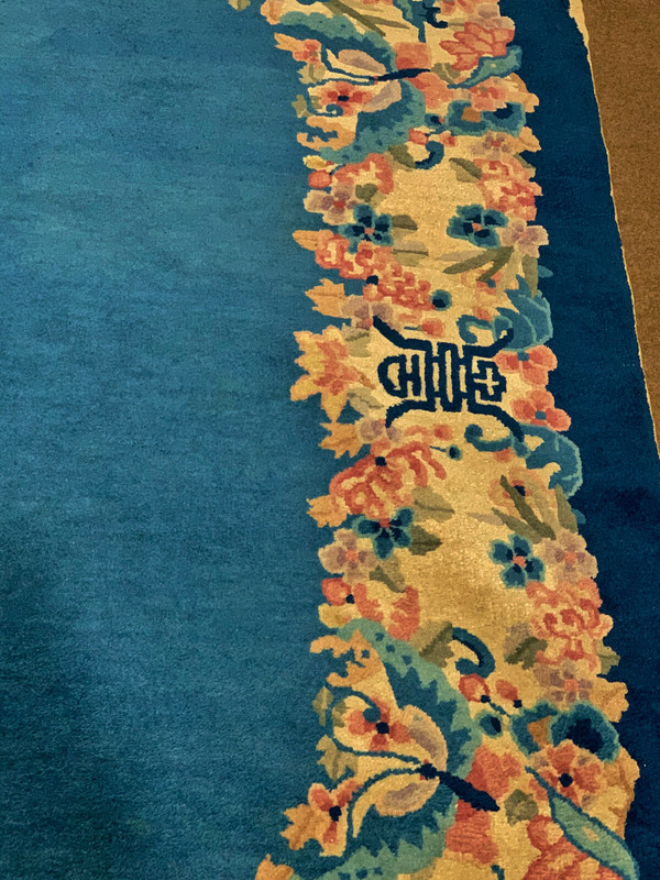 3 Antique Hand Made Chinese sky blue color Rug 5x7ft and 2 round 2'6" gallery