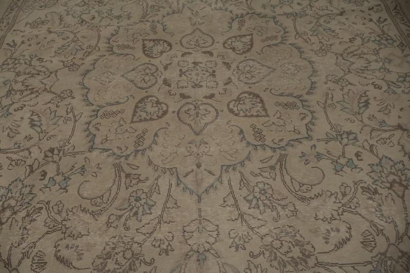 Classic Distressed Neutral Area Rug Wool Hand-made Room Size Carpet 10x13 gallery