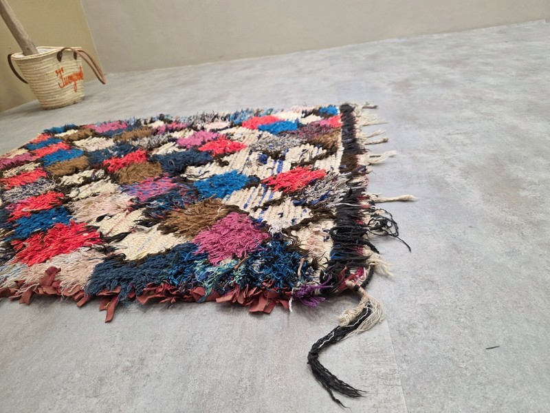 Moroccan Handmade Vintage Runner 3'5x4'4 Berber Soft Clay & Chocolate Brown Rug gallery