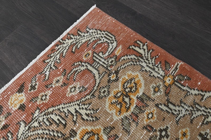 Oushak Turkish Vintage Rug 5x9 Kilim Rug Anatolian Handmade Boho Decor BROWN gallery