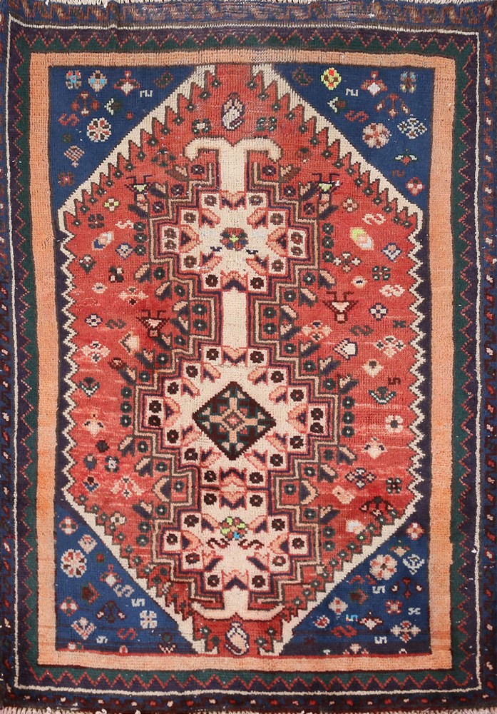 Nomadic Geometric Wool Vintage Foyer Rug 3x5 ft Hand-knotted Traditional Carpet