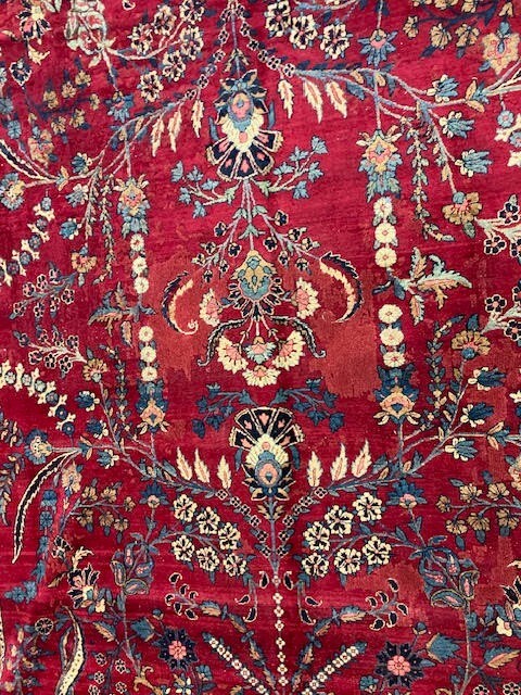 Stunning antique Hand made signed wool rug , 8'8" x 14'6 gallery