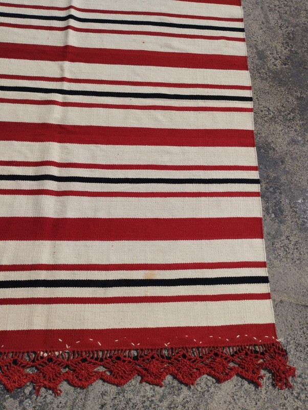 Vintage Handmade Traditional Turkish Strip Kilim Floor Rug Carpet 185x151 cm gallery