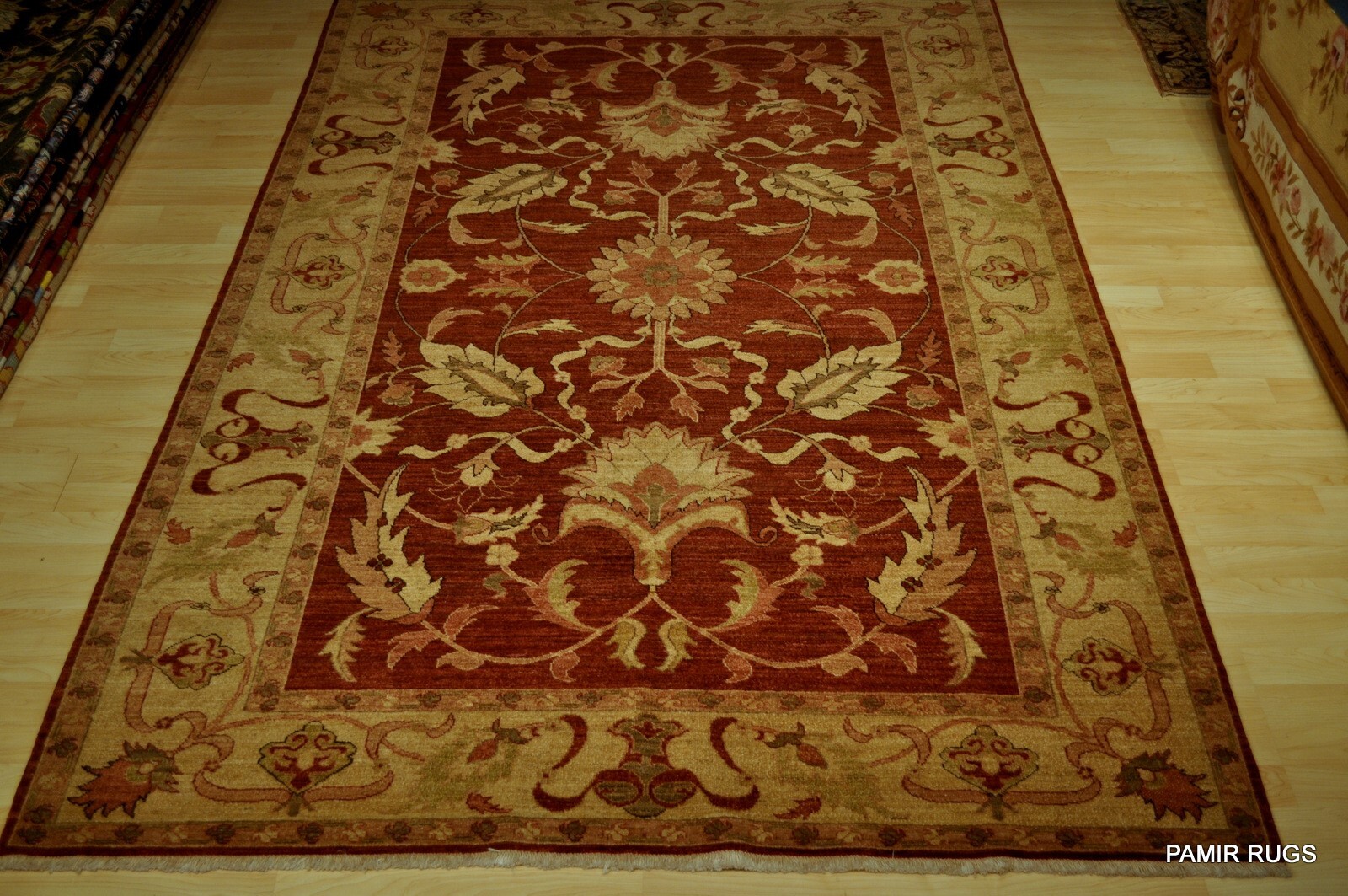 Fine Quality Handmade Hand Knotted 6' x 9' Floral Vegetable dye rug Dark Red gallery