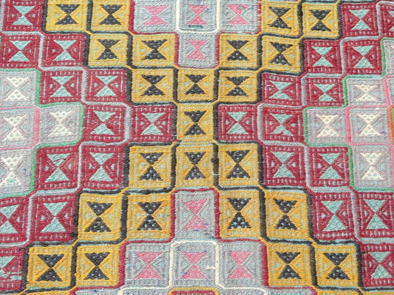 Vintage Turkish Rug, Area Rugs, Large Kilim, Wool Rug, Floor Rug Carpet 75"x122" gallery