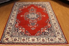 High Quality Handmade Rug made out of Natural wool RED background Floral
