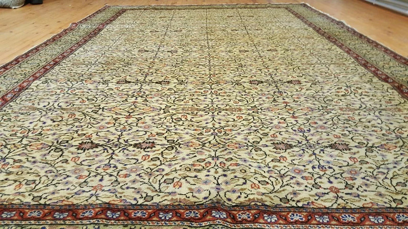 Rare Antique 1930-1939s Wool Pile Natral Dyes Legendary Hereke Rug 7x10ft gallery