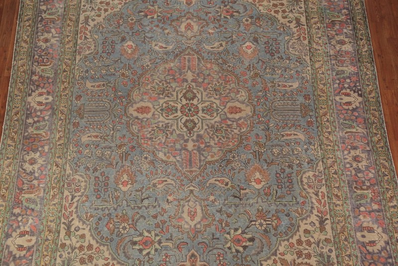 Light Blue Handmade Area Rug 8x11 Over-Dyed Traditional Living Room Carpet gallery