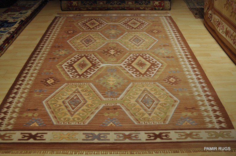 On of a kind CAUCASIAN-DESIGN-KILIM 6' X 9' woven Kilim Southwestern style rug gallery
