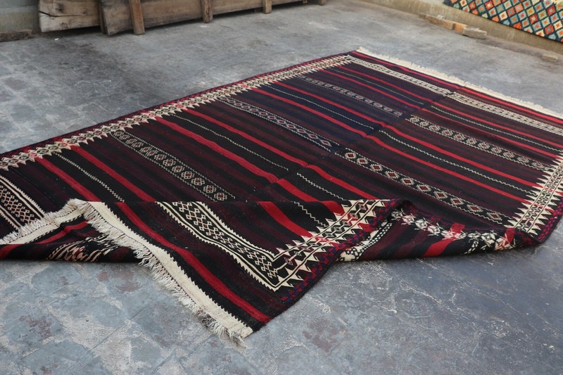 Afghan Hand Woven Tribal Maldari Darzi Kilim Rug 9'10 x 6'2 Ft gallery
