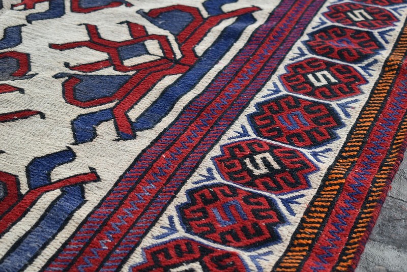 4'6 x 7'7 Handmade vintage afghan tribal qalaino kilim rug, Best area kilim rug gallery