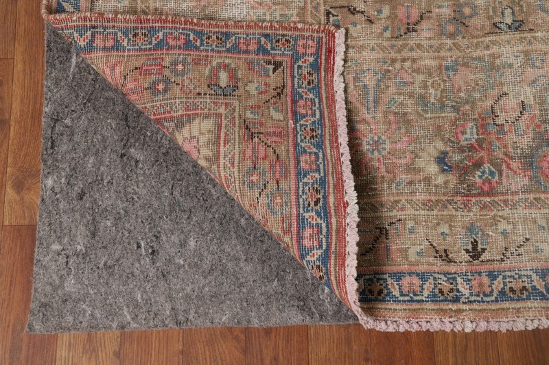 Semi-Antique Muted Distressed Pink Mashaad Living Room Rug 10x12 Handmade Carpet gallery