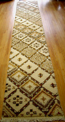 2’10” x 18′ Moroccan Runner Hand Knotted Natural Wool Ivory Geometric Long Rug