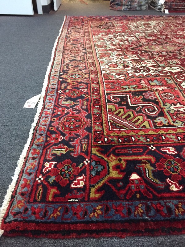 Semi Antique Hand Knotted Vintage Serapi Herizz Area Rug Geometric 9'2x11'1,2483 gallery
