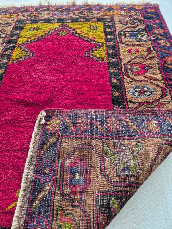 Vintage Prayer Rug, Anatolian Rug, Hand Woven Carpet, Handmade, Wool, 1976, Wool gallery