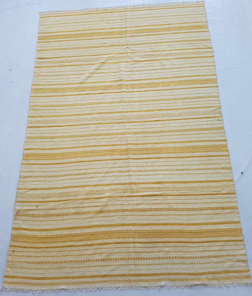 Vintage Handmade Geometric Striped Traditional Wool Kilim Rug 250x164 cm