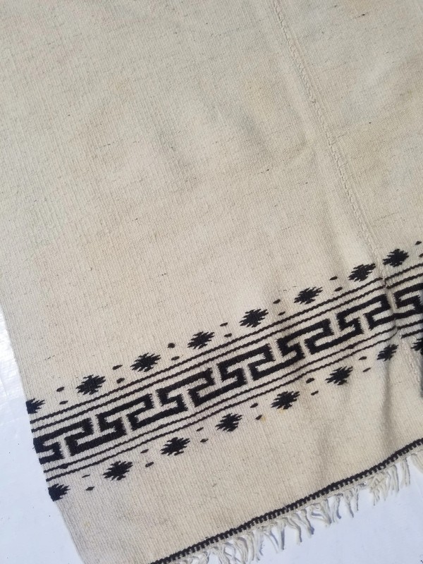Fine Vintage Traditional Hand Made Oriental Wool Beige Black Kilim 180x104cm gallery